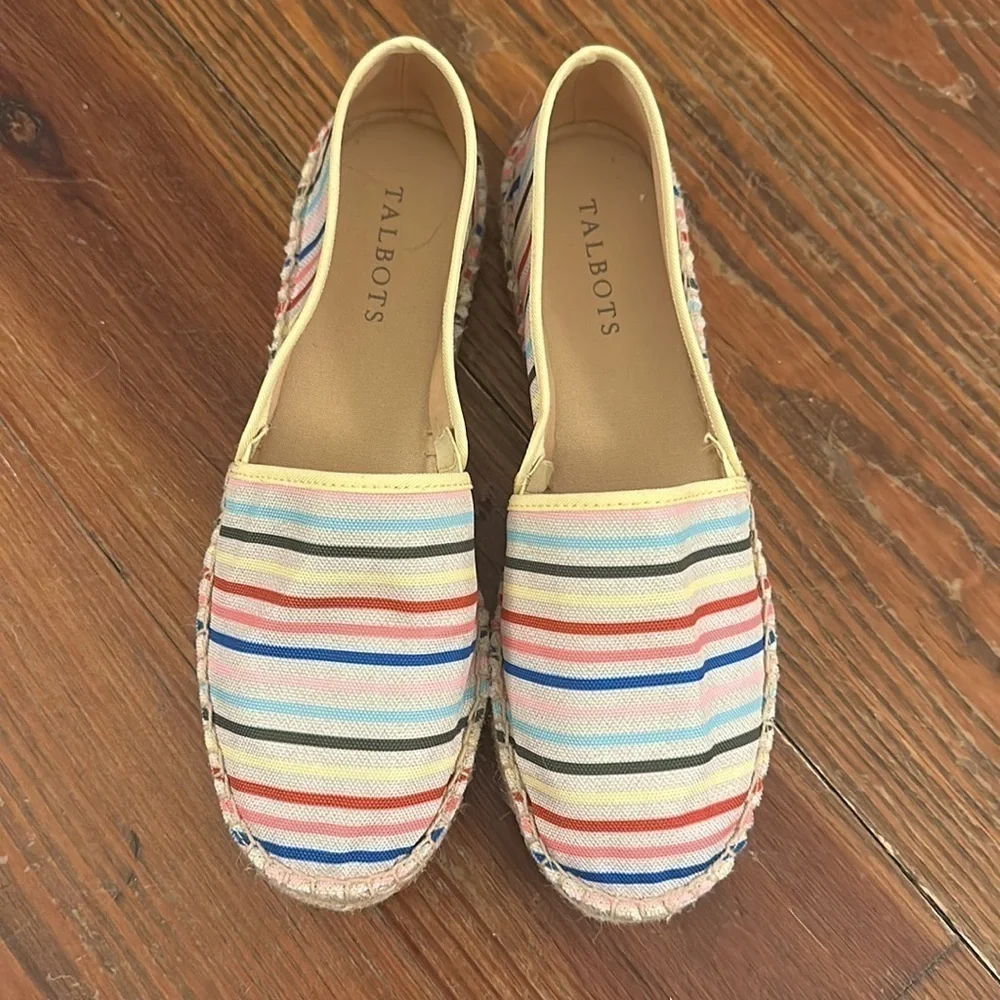 NEW Talbots Multi Horizons Izzy Slip-on Striped Canvas Espadrilles Sz 7.5 Preppy